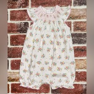 Kissy Kissy smocked floral pima cotton bubble romper 12-18m boutique baby girls
